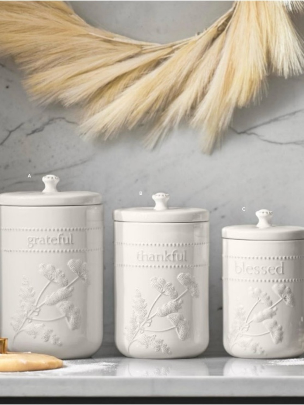 Dayspring GRATEFUL large ceramic kitchen canister NEW IN BOX